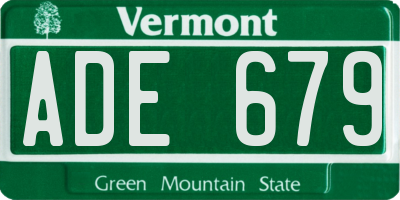 VT license plate ADE679