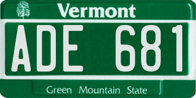 VT license plate ADE681