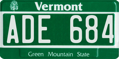 VT license plate ADE684