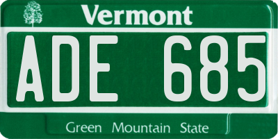 VT license plate ADE685
