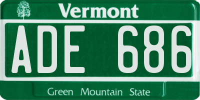 VT license plate ADE686