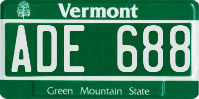 VT license plate ADE688