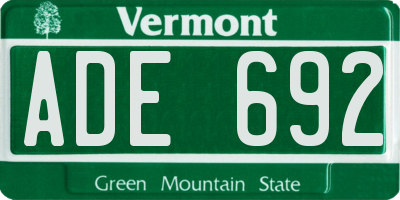 VT license plate ADE692