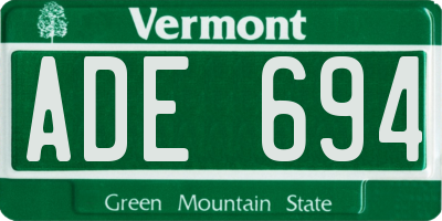 VT license plate ADE694