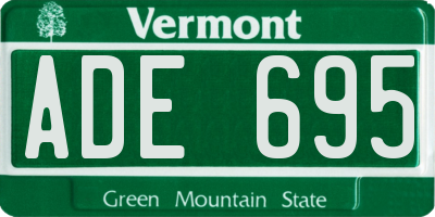 VT license plate ADE695