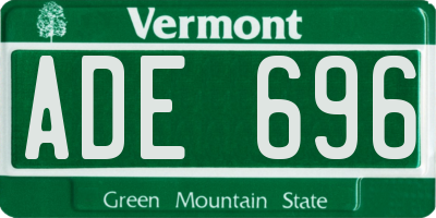 VT license plate ADE696