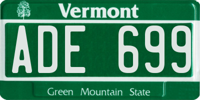VT license plate ADE699
