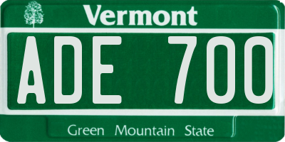 VT license plate ADE700