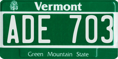 VT license plate ADE703