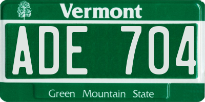 VT license plate ADE704