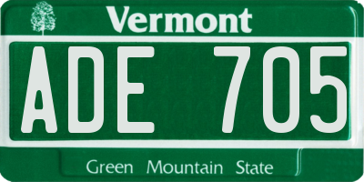 VT license plate ADE705