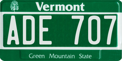 VT license plate ADE707