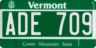 VT license plate ADE709