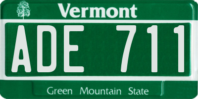 VT license plate ADE711