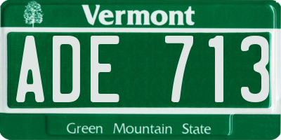 VT license plate ADE713