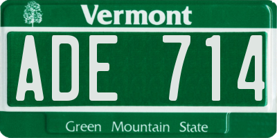 VT license plate ADE714
