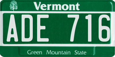 VT license plate ADE716