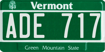 VT license plate ADE717