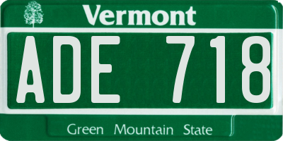 VT license plate ADE718