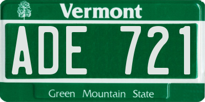 VT license plate ADE721