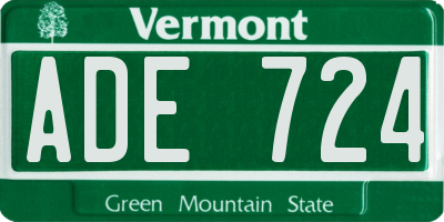 VT license plate ADE724