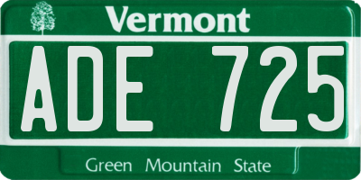 VT license plate ADE725