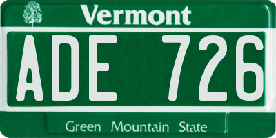 VT license plate ADE726