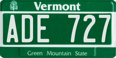 VT license plate ADE727