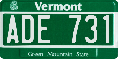 VT license plate ADE731