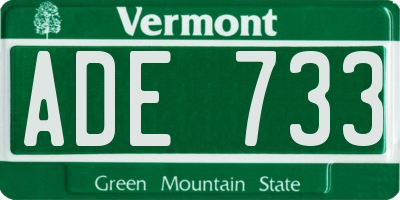 VT license plate ADE733