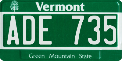 VT license plate ADE735