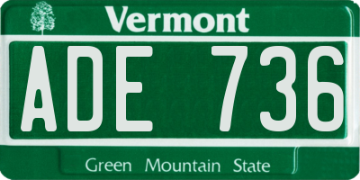 VT license plate ADE736