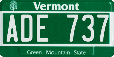 VT license plate ADE737