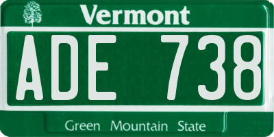 VT license plate ADE738
