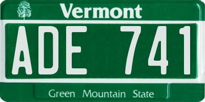 VT license plate ADE741