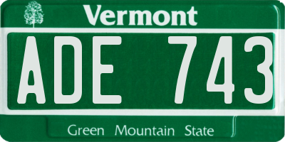 VT license plate ADE743