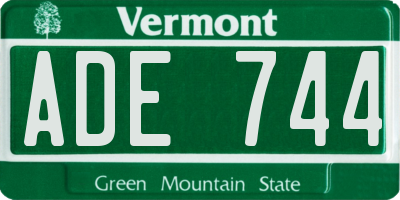VT license plate ADE744