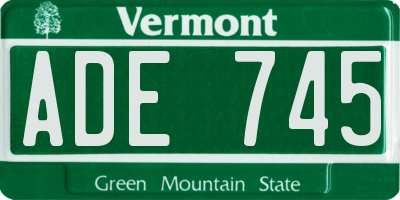 VT license plate ADE745