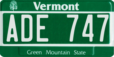 VT license plate ADE747