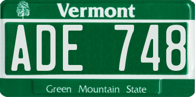 VT license plate ADE748