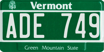 VT license plate ADE749