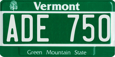 VT license plate ADE750