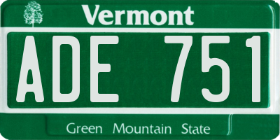 VT license plate ADE751