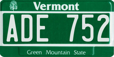 VT license plate ADE752