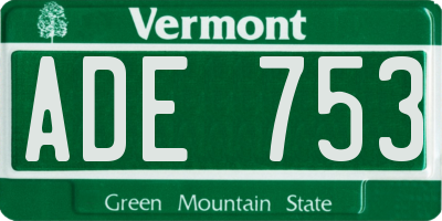 VT license plate ADE753