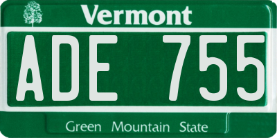 VT license plate ADE755