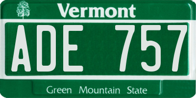 VT license plate ADE757