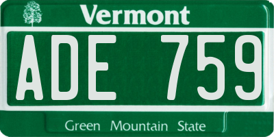 VT license plate ADE759