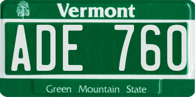 VT license plate ADE760
