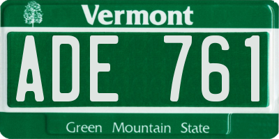 VT license plate ADE761